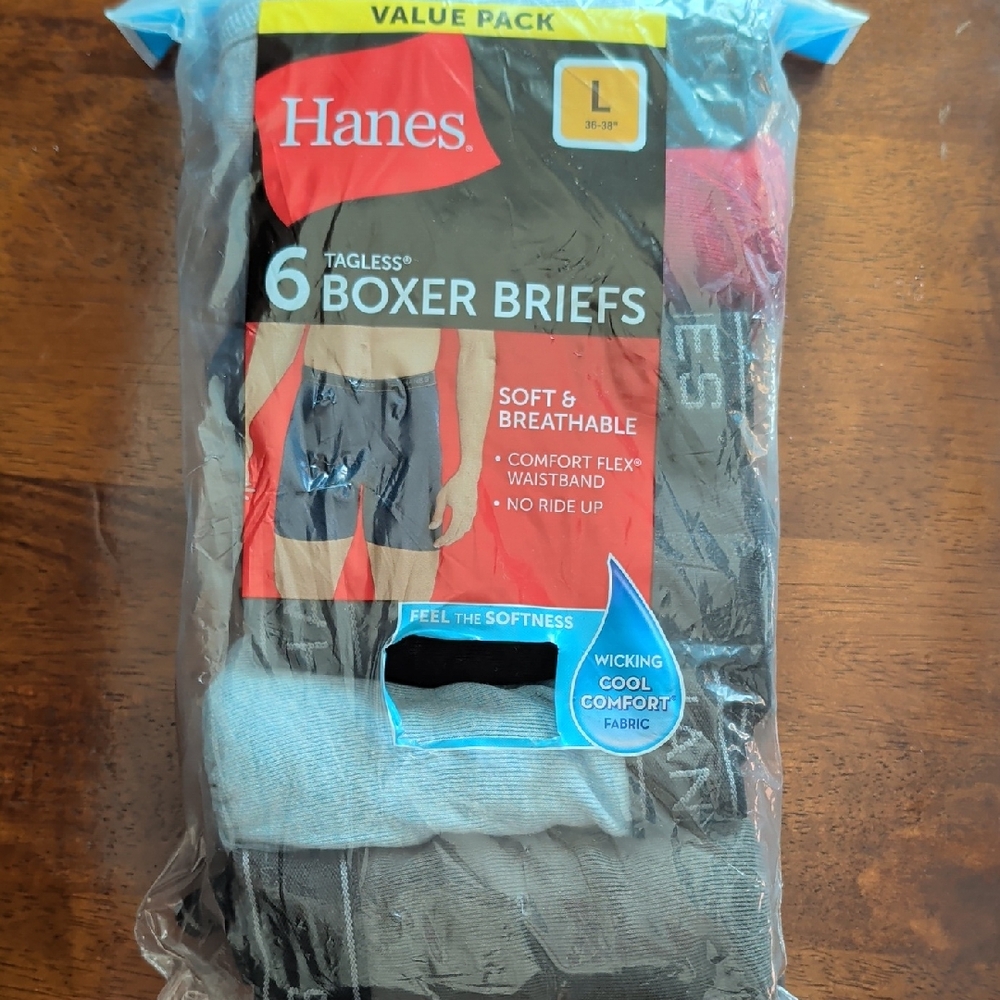 Hanes Men's Tagless Boxer Briefs - 6 Value Pack